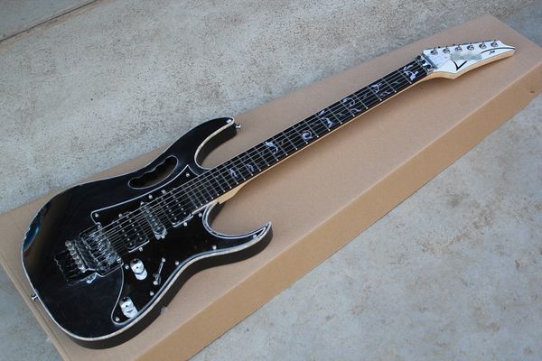 Nuovo stile Accessori coreani di alta qualit￠ Ibz Jem 7v Mirror Top Tree of Life Black Floyd Rose Ebony Electric Guitar Shipping gratuito