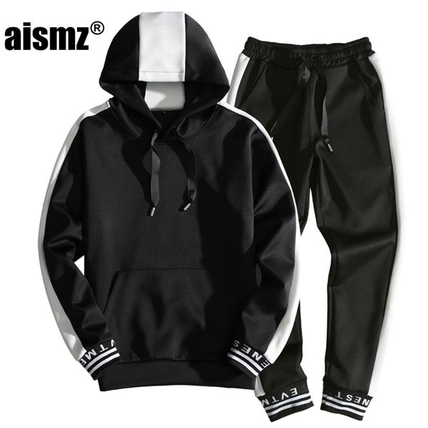 

aismz spring autumn men's suits youth fashion suit sweatershirts casual sportswear hooded sweatershirts set for men, Gray