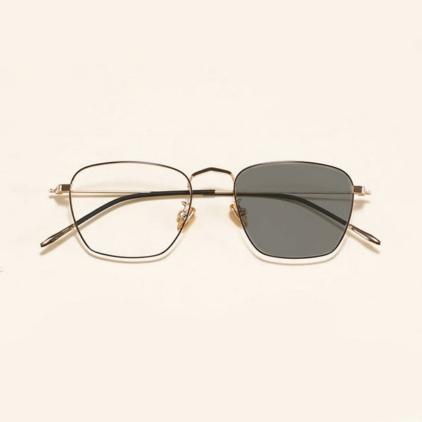 

new ultra-light thin metal alloy memory square light gray glasses frame jw, Silver