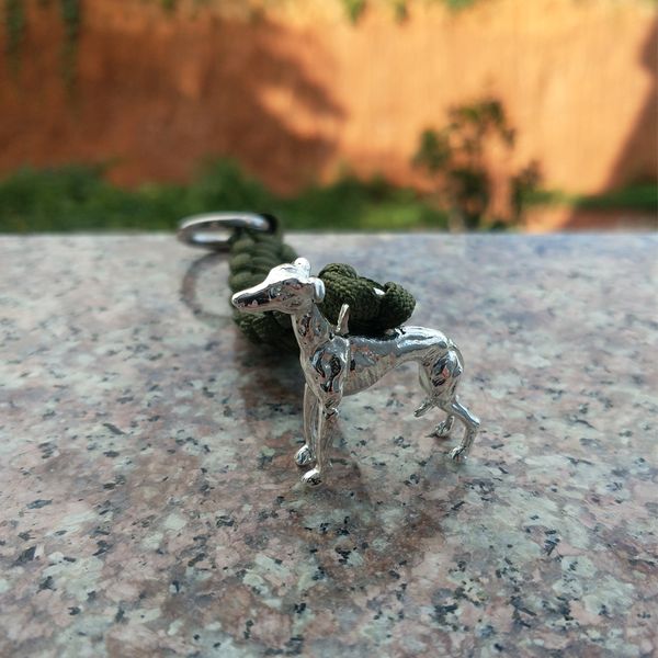 

1pcs animal keychain for women and men greyhound keychain paracord, Silver