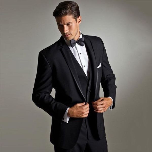 

italian black men suit 2018 wedding suits for man blazer jacket vest pants tailored slim fit groom tuxedos bridegroom wear 3 pieces, Black;gray