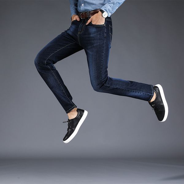 

autumn winter jeans male elasticity simple style fit trousers men's hot sale soft comfortable business casual pants size 28 42, Blue