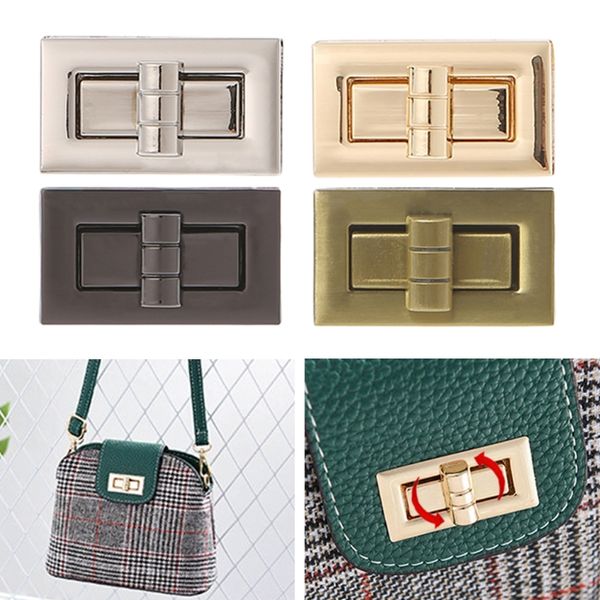 

thinkthendo new metal clasp turn lock twist lock for diy handbag craft bag purse hardware, Black