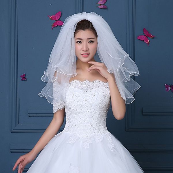 3 Layers Short Wedding Veil Ivory Wedding Accessories Simple