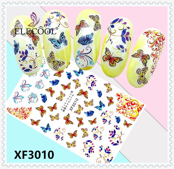 

elecool water transfer decal feather flower lipstick bow tattoo nails wraps tools tip autocollant nail art stickers ongles, Black