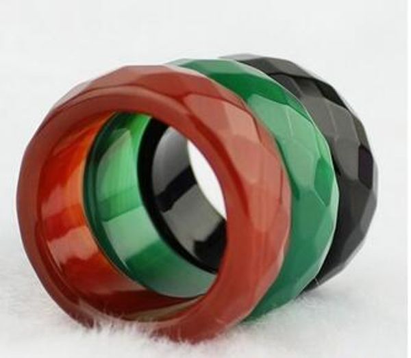 Vermelho onyx jade anel homens e mulheres multi-faceted chalcedony jade anel vermelho, verde, verde, dedo médio, dedo indicador, polegares para cima