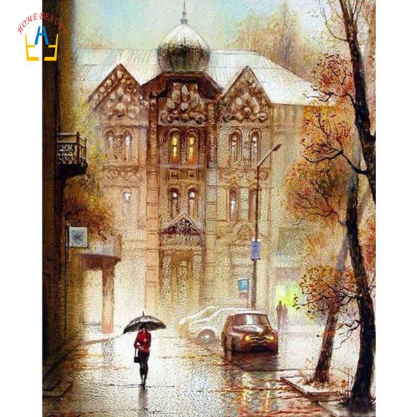 

oil paintings draw pictures by numbers on canvas rain landscape nordic wall art painting for living room home decoration wya048