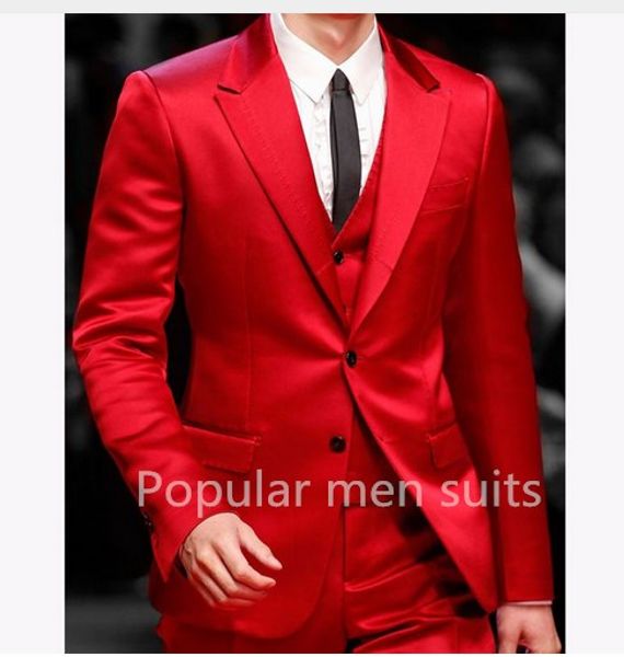 

3-piece (jacket+pant+vest) men wedding suit male blazers slim fit suits for men custom made business formal party classic red, White;black