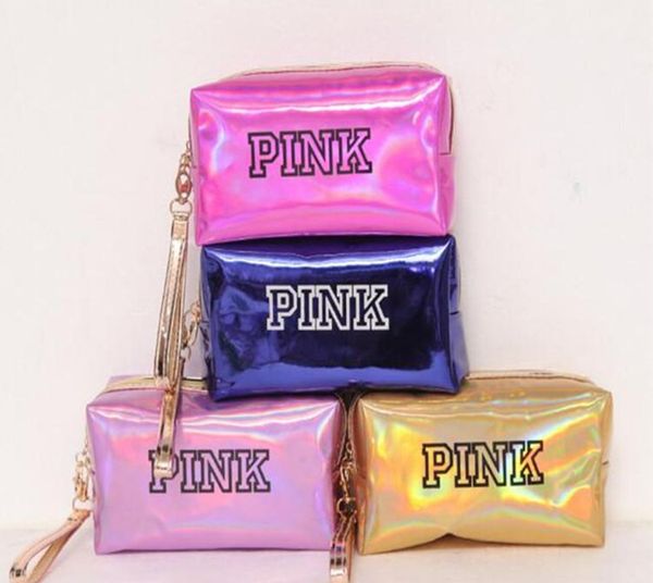 

Мода Марка косметические сумки 2018 новый макияж чехол розовый прямоугольник сумка женщины путешествия косметические известный бренд мыть полоскание лазер против мешок