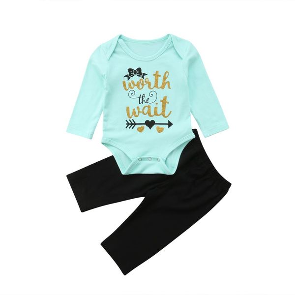 

2018 cotton newborn baby girl boys long sleeve romper pants outfit clothes set new, White