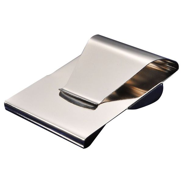 

whole sale5) stainless steel double side money cash credit bank card holder wallet grip clip, Black