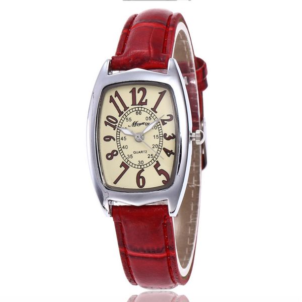 

fashion small red watches ladies square quartz watches students girl barrels shape casual dress watch sale, Slivery;brown