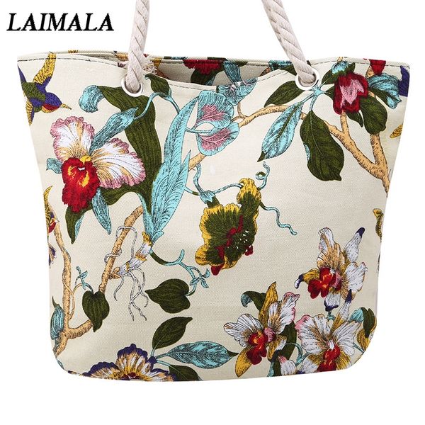 

vintage embroidery women handbag beach bag floral bird printed canvas messenger bag lady single shoulder shopping totes