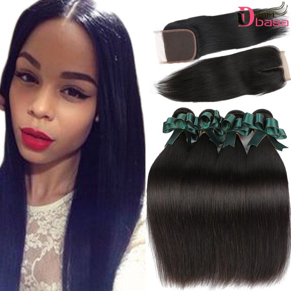Cheap 8a Straight Human Hair Weaves Extension With 4x4 Closure 3