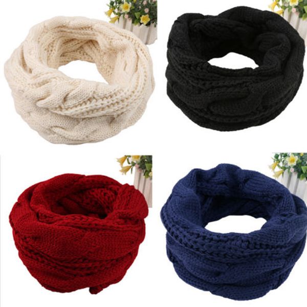

ladies women winter knitted crochet long snood tube scarf shawl neck warmer gift, Blue;gray