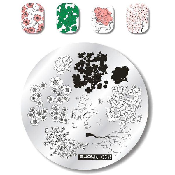 

flower pattern round nail art stencil moon star sky image nail stamping plates manicure template stamp tools, White