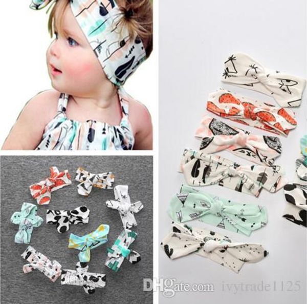 

25 styles cartoon INS bow headbands Hair accessories watermelon strawberry grapes fruit fox Print kids fashion lovely bow kids baby children