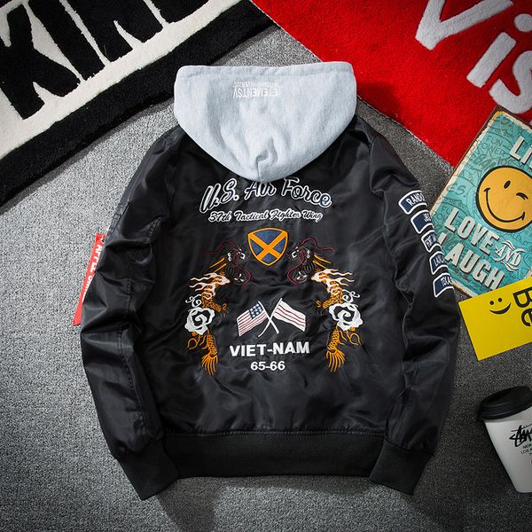 

Men's fashion jacket embroidered MA1 pilot jacket man fall thin hat hip-hop baseball suit trend
