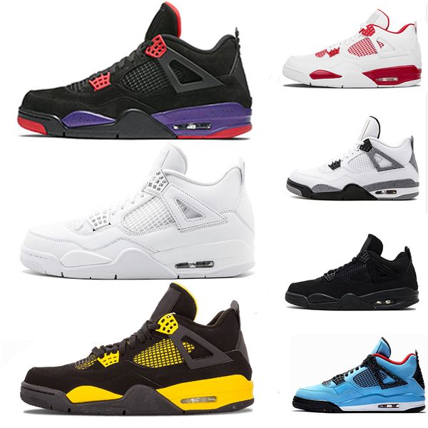 

4 4s basketball shoes for men pure money royalty white cement raptors black cat bred fire red mens trainers sports sneakers size 8-13