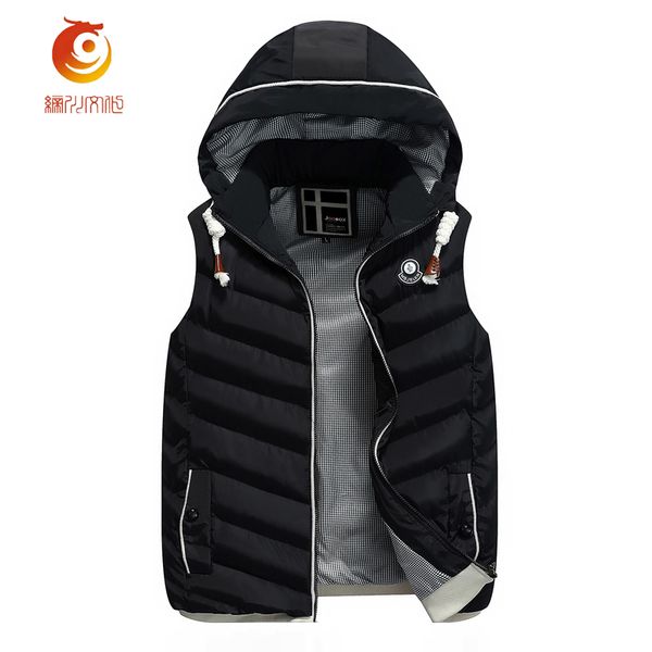 

men's warm vest winter fashion men vest detachable hooded casual men waistcoat jacket sleeveless plus size 3xl, Black;white