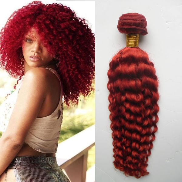 Red Curly Weave Human Hair Bundles 100g Red Brazilian Deep Curly