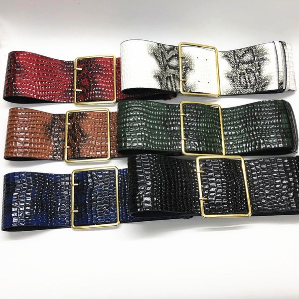 

new leather snake pattern belt waist belts fashion ladies girdle wide leather buckle corset caestus women coat dress accessories, Black;brown