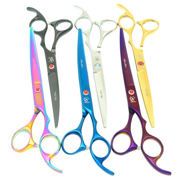 7.0 Polegadas Meisha JP440C Profissional Acima Curvo Tesoura De Corte Japão 440c Cão ou Gato Haircut Grooming Shears Hairdressing Clippers HB0105