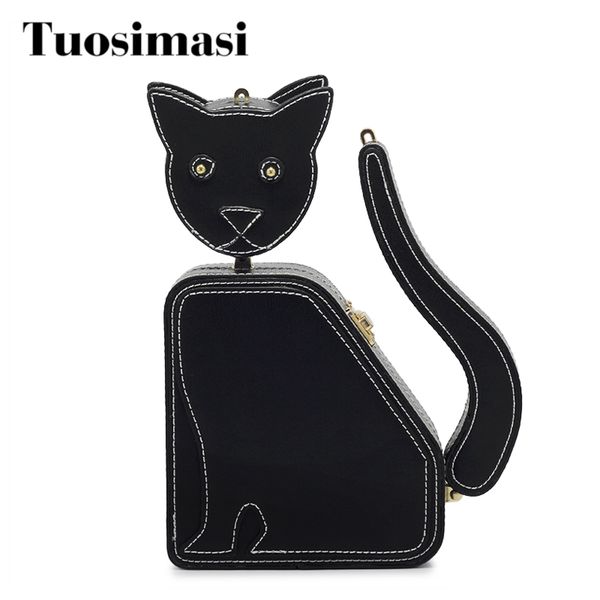

cute cartoon black cat shape chain women pu crossbody handbag fashion selling girl bags chain bag(c1470