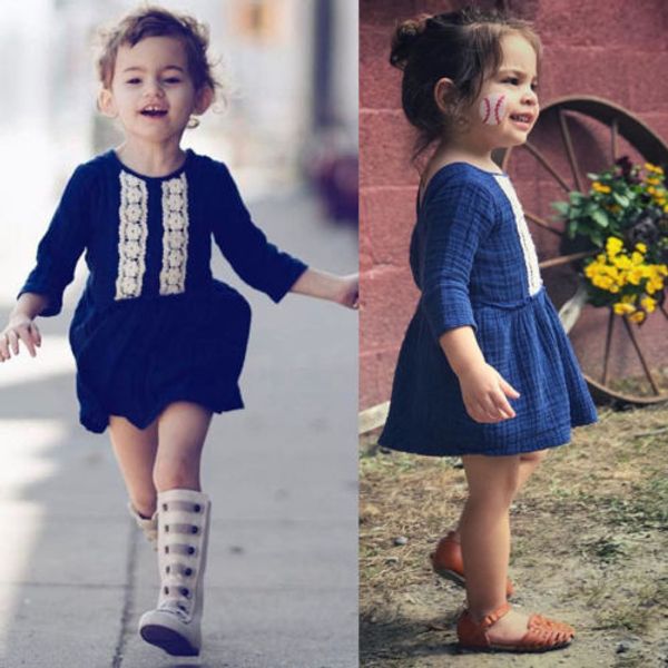 

vintage kid baby girls dresses long sleeve lace blue dresses for girls party holiday wedding clothing, Red;yellow