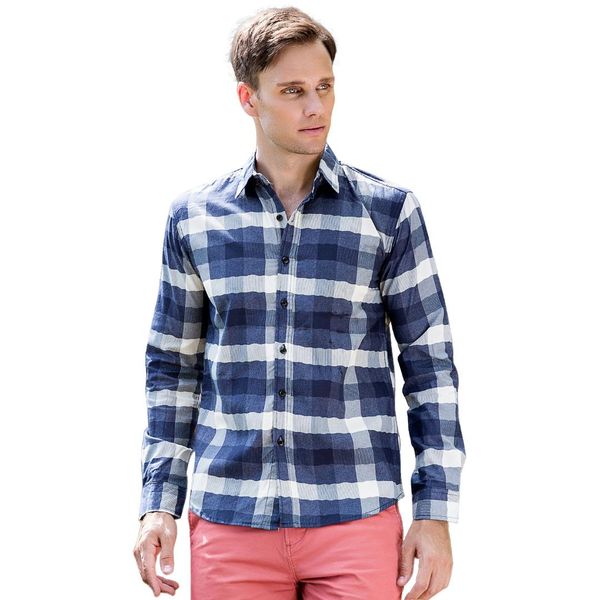 

2018 autumn new men thick shirt men's long sleeve denim plaid shirt fashion casual male shirts soft breathable cotton boy shirts, White;black