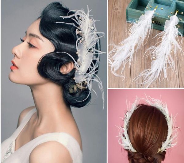 

bridal accessories, feather dress, headgear, white handmade headwear, new style, Silver