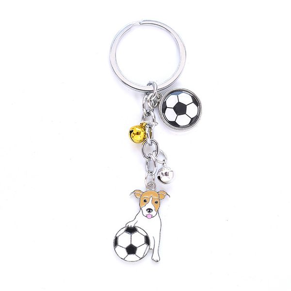 

jack russell terrier football key rings pendant key rings for women metal pet dog bag charm car key chain holder jewelry gifts, Slivery;golden