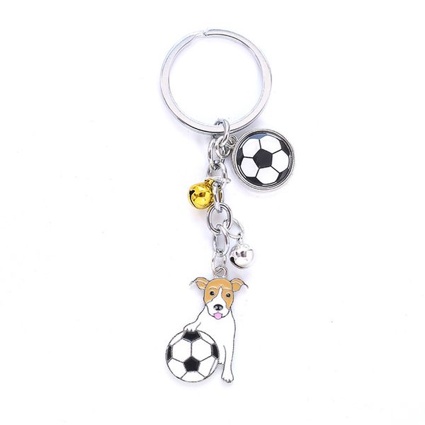 Jack Russell Terrier Fußball Schlüsselanhänger Anhänger Schlüsselanhänger für Frauen Metall Haustier Hund Taschenanhänger Auto Schlüsselanhänger Halter Schmuck Geschenke