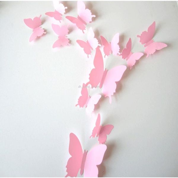 Compre 12 Unids Lote Pvc 3d Butterfly Pegatinas De Pared