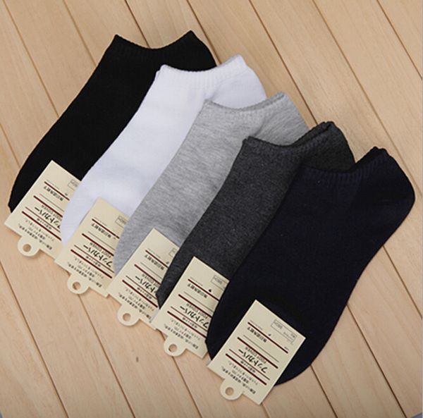 

10 pairs men's short boat socks brand polyester breathable casual 3 pure color sock for men ing, Black