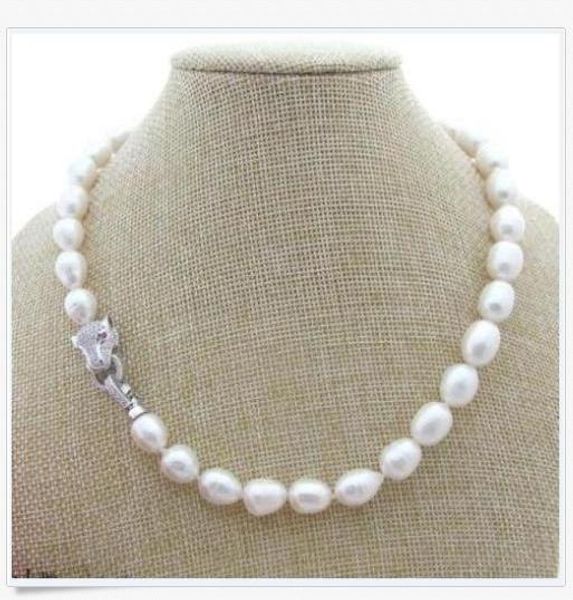 

новый 10x12mm южное море натуральный белый жемчуг ожерелье леопарда глава clasp18, Silver