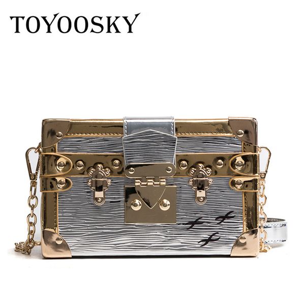 

TOYOOSKY Vintage Good quality fashion style box shape PU Leather retro rivet ladies handbag shoulder bag women's messenger SAC D18102303