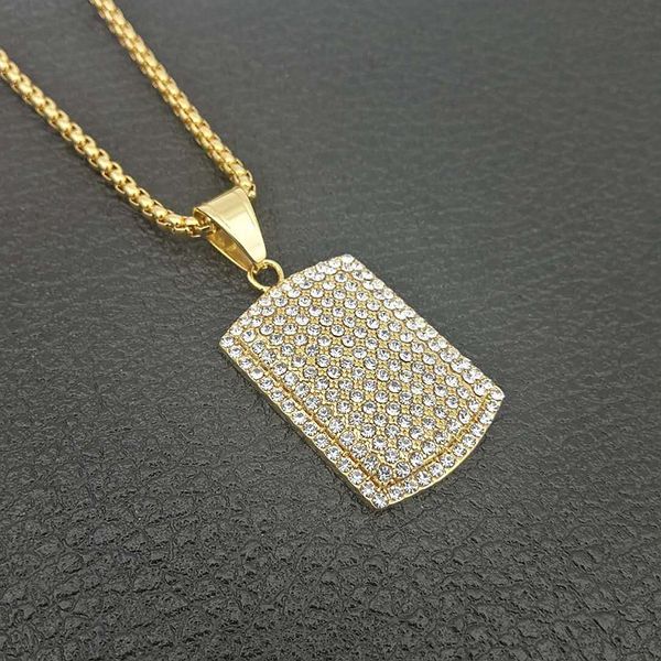 

gold full zircon stainless steel necklaces men women iced out crystal chains hip hop charm jewelry gifts pendants, Silver