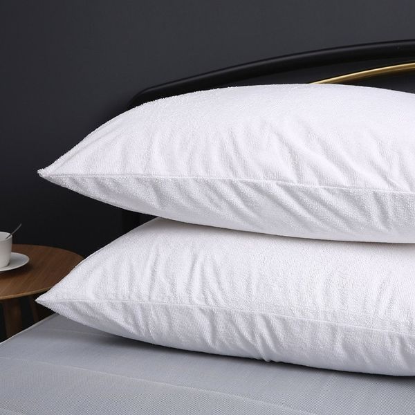 2 Pack 50 70cm Zippered Terry Pillow Protector Waterproof Pillow
