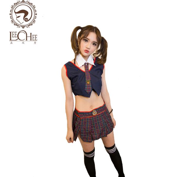 Leechee AY112 Fantastic Women Sexy Erotic Lingerie XXX Plaid Uniform  Student Cosplay Suit Porn Costumes Porn Sexy Lingerie Shop Groups Of Four  ...