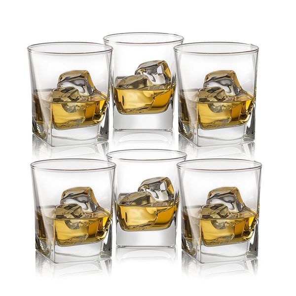 

double old fashioned whiskey glass 10 oz heavy base rocks barware glasses for scotch, bourbon and cocktail drinks