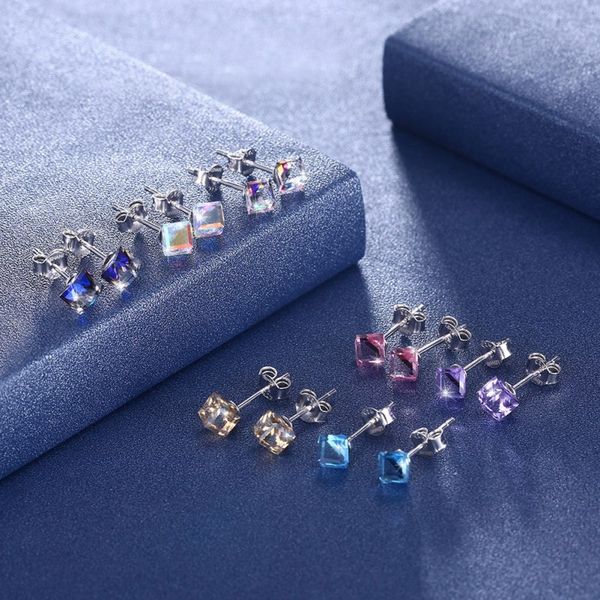 

2018 fashion jewelry crystal earrings europe and the united states simple crystal from 7 colors for women, Golden;silver