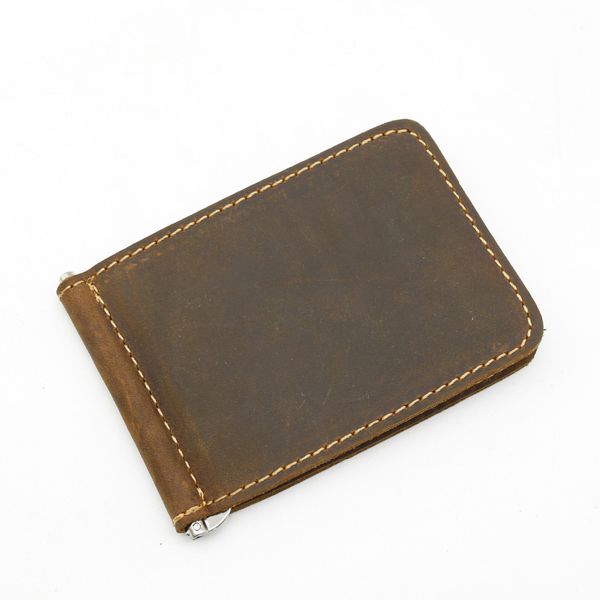 

yishen vintage 100% real genuine leather men money clips slim male wallet purse money dollar holder men clips mjj017, Black