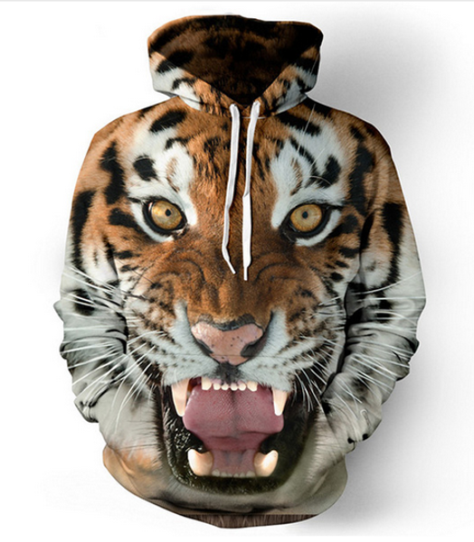 

2018 men hoodies hip hop sweatshirt funny 3d tiger lion fashion plus size s - 5xl hoodie men tracksuit pullovers qw019, Black