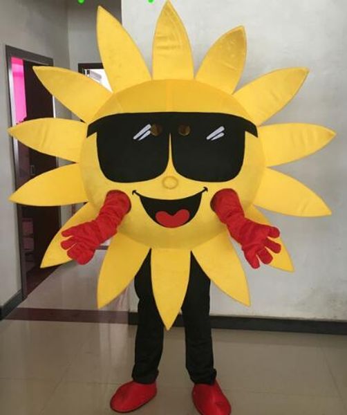 2018 nuovissimo arrivo Mr. Sun Sunflower Mascot Costume Suit Fancy Dress Spedizione gratuita