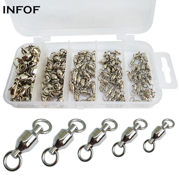 100pcs//set Fishing Rolling Swivel Hanging Snap Fishhooks Connector Tackle 12#