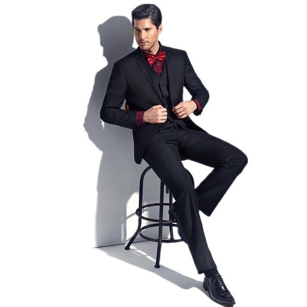 

black slim fit men suits business prom wear slim fit 3 pieces (jacket+pants+vest) men suits wedding groom tuxedos man blazer, Black;gray
