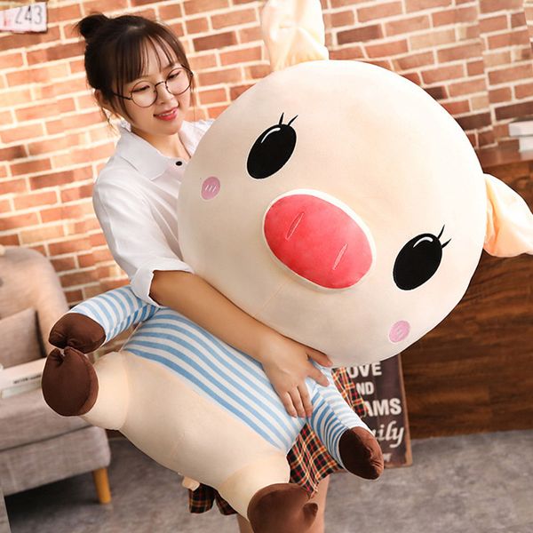 Dorimytrader Divertente Cartone Animato Grande Testa di Maiale Peluche Gigante Farcito Anime Piggy Doll Cuscino Creativo per Bambini Regalo Deco 31 pollici 80 cm DY50517