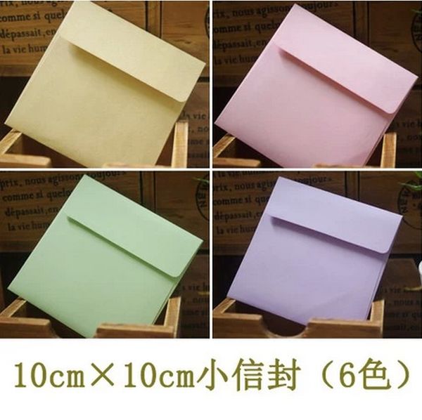 

1lot=100piece 10cm square small paper envelopes small cards / invitations / membership card holding 6 colors