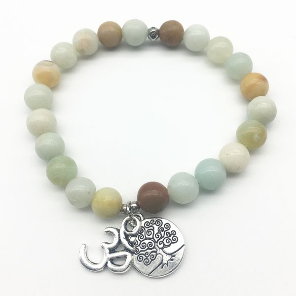 

sn1309 women`s amazonite bracelet ohm yoga balance bracelet trendy design tree of life charm jewelry wholesale ing, Black